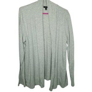 Talbots Womens Light Gray Open Front‎ Cardigan Sweater XL Pima Cotton Blend